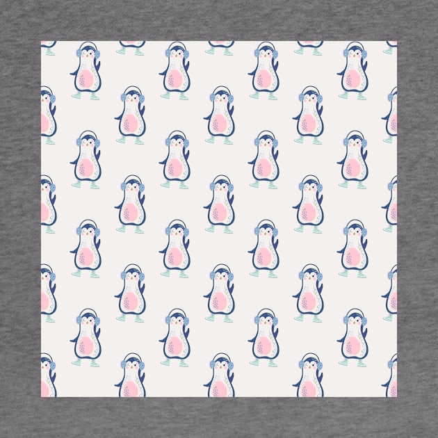 Christmas pattern with cute cartoon penguins by DanielK